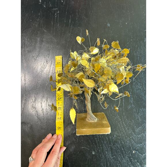Copper Wire Gold Leaf Tree Decor - table top shelf decor- some wear- whimsy - Picture 2 of 8